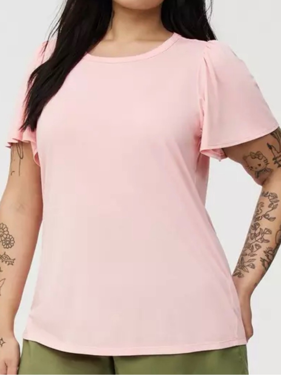 Ten Sixty Sherman Soft Pink Flutter Sleeve Crew Top
